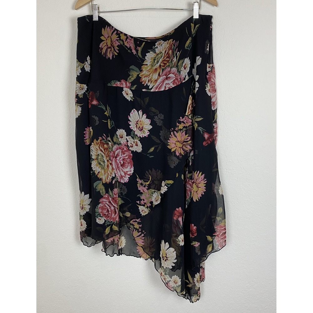 Lotus 3x Whimsigoth Skirt Floral Beaded Asymmetric Hem Fairy Grunge Boho Midi